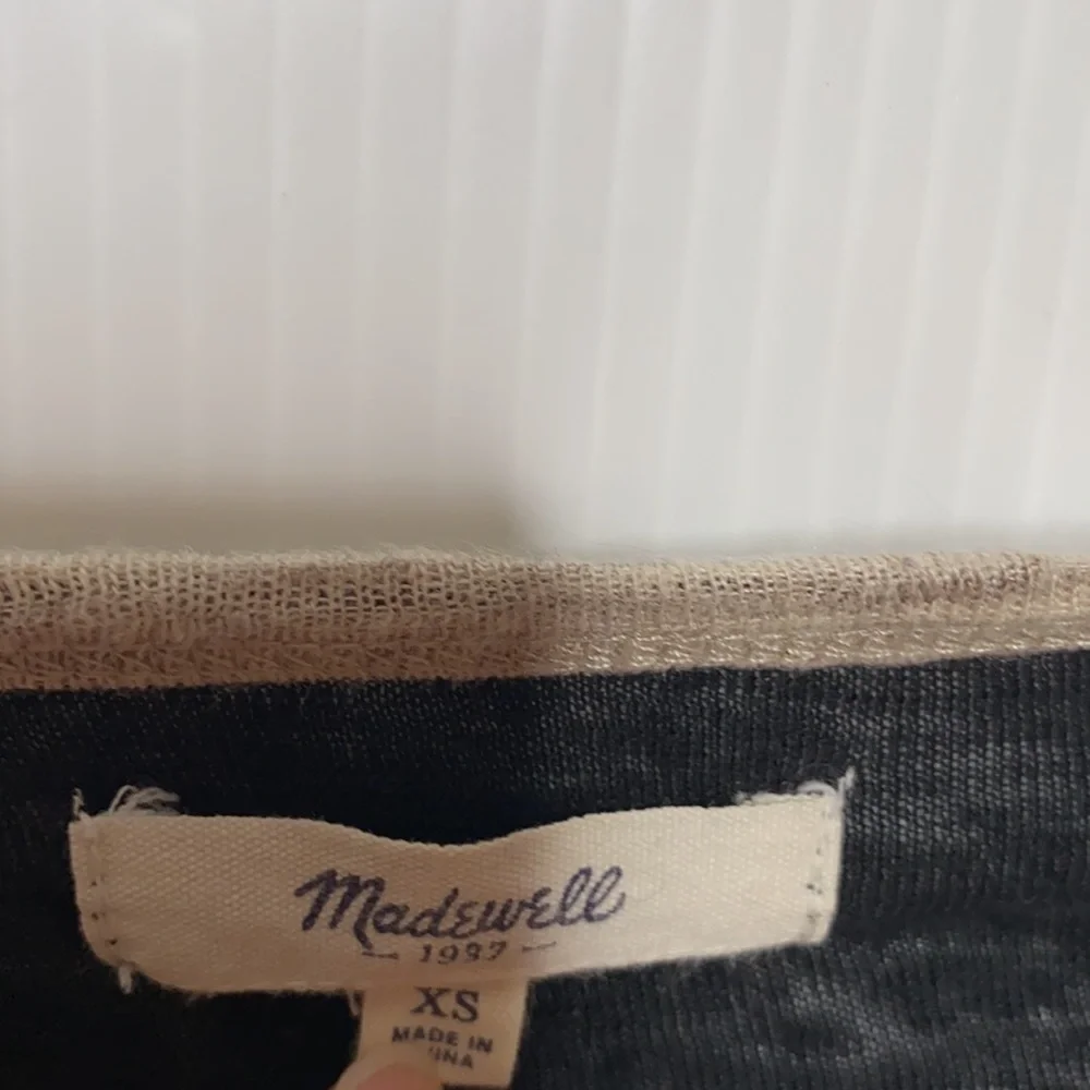 Madewell Color Block Linen Long Sleeved Tee XS - Picture 4 of 5